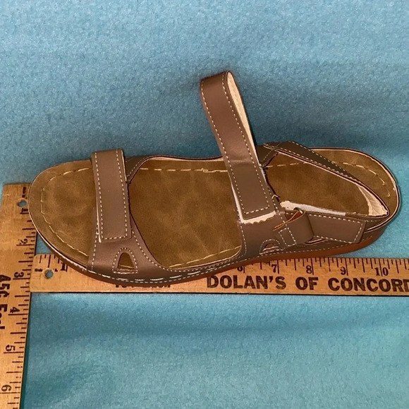 Qengg vegan leather brown summer open toe comfy orthopedic sandal NEW size 9.5 - Picture 7 of 8